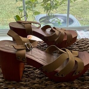 Mustard Strappy Platform Sandals